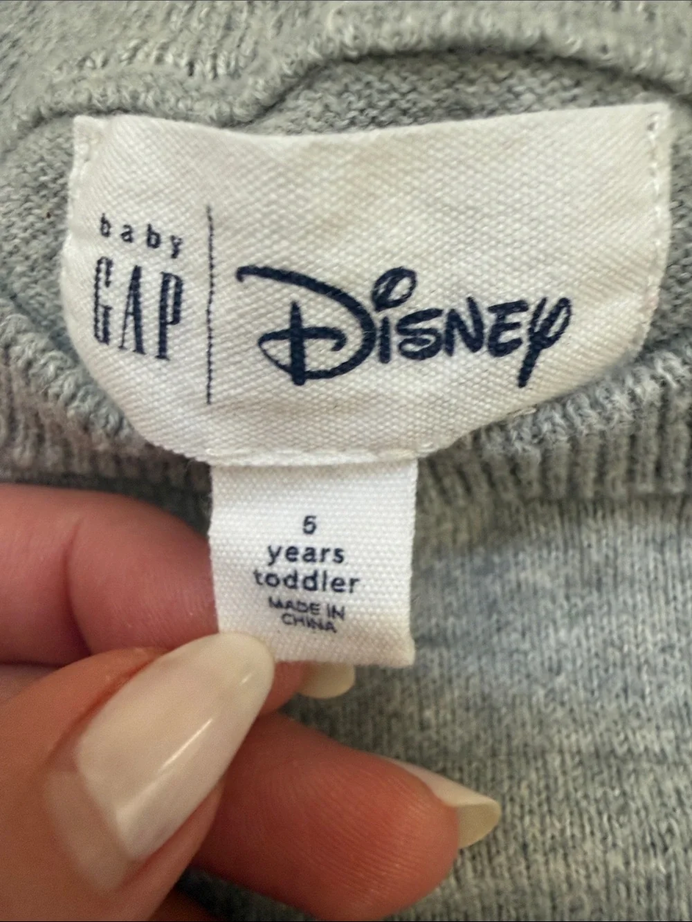 GAP Girls Gray Sweater with Pink Minnie & Mickey Envelope Graphic